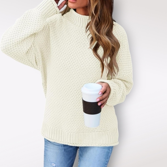 Cream chunky knit sweater - Picture 2 of 10